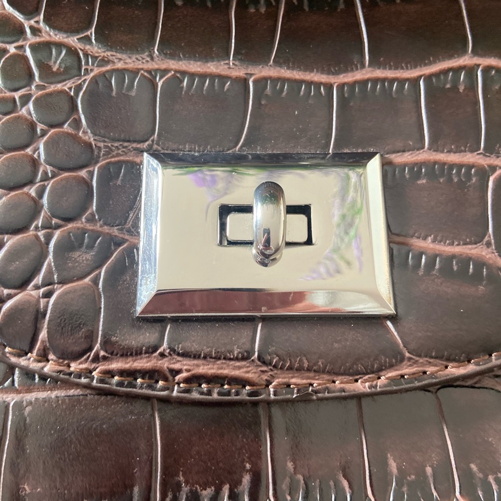 Snob Essentials Brown Embossed Croc Pattern Purse - Picture 8 of 11